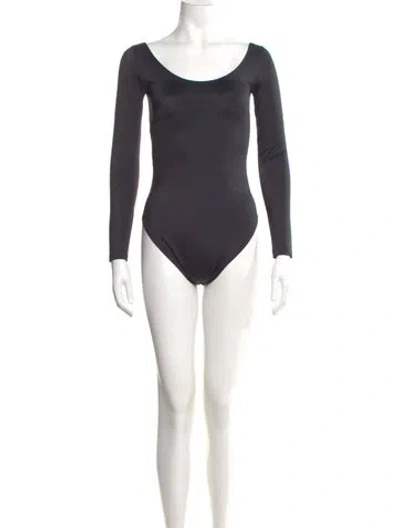 Pre-owned Balenciaga Scoop Neck Long Sleeve Bodysuit In Black