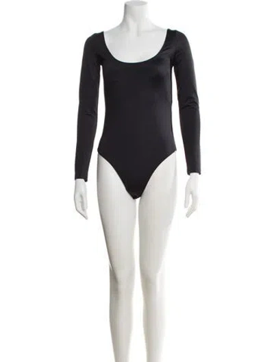Pre-owned Balenciaga Scoop Neck Long Sleeve Bodysuit In Black