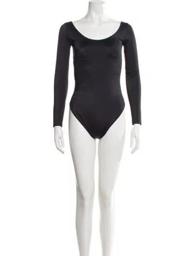 Pre-owned Balenciaga Scoop Neck Long Sleeve Bodysuit In Black