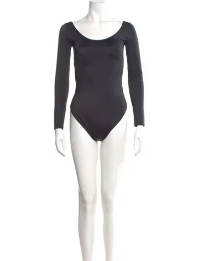 Pre-owned Balenciaga Scoop Neck Long Sleeve Bodysuit In Black