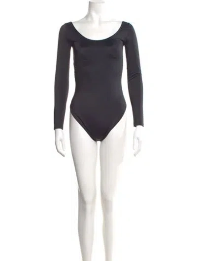 Pre-owned Balenciaga Scoop Neck Long Sleeve Bodysuit In Black