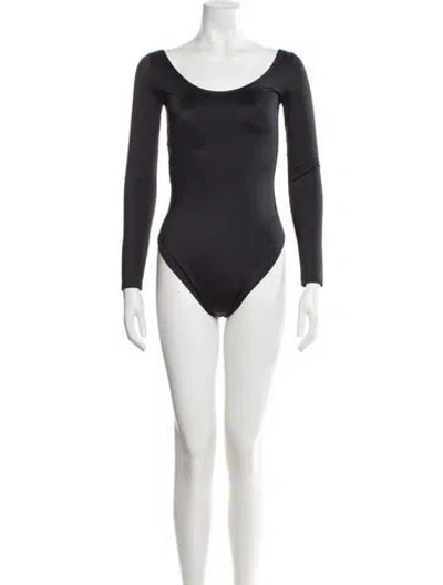 Pre-owned Balenciaga Scoop Neck Long Sleeve Bodysuit In Black