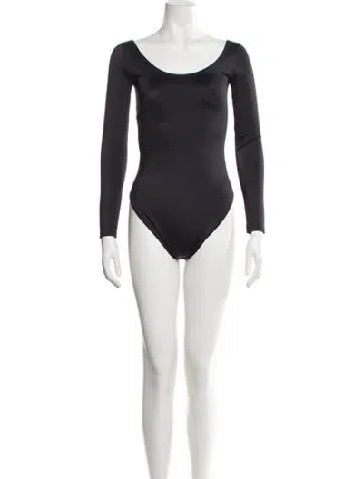 Pre-owned Balenciaga Scoop Neck Long Sleeve Bodysuit In Black