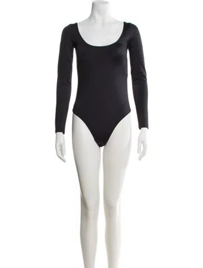 Pre-owned Balenciaga Scoop Neck Long Sleeve Bodysuit In Black