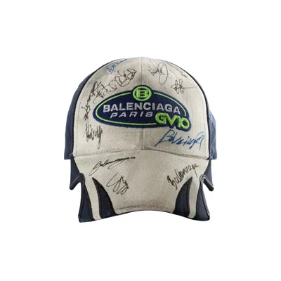 Pre-owned Balenciaga Scribble Cap 'dirty White/blue' | Men's Size M