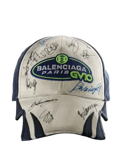 Balenciaga Scribble Logo Baseball Cap In Neutral