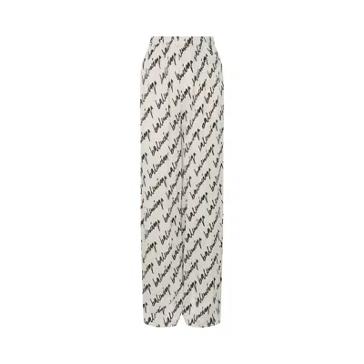Pre-owned Balenciaga Scribble Silk Jacquard Pajama Pants 'white Black' | Women's Size 36