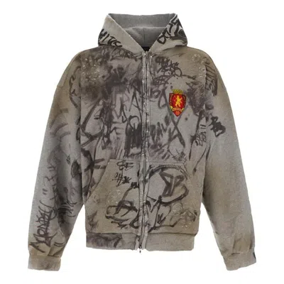 Balenciaga Scribbled Medium Fit Hoodie 'grey'