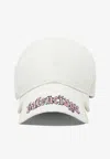 Balenciaga Script Distressed Logo Baseball Cap In White