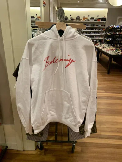 Pre-owned Balenciaga Script Hoodie In White