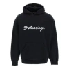 Balenciaga Script Logo Oversized Popover Hoodie 'black White'