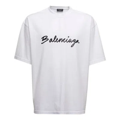 Balenciaga Script Logo T-shirt 'white/black'