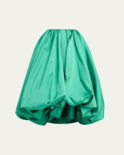 Balenciaga Scuba Satin Pleated Midi Balloon Skirt In Green