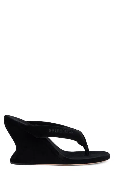 Balenciaga Sculptural Cotton Wedge Wedge Sandal In Black