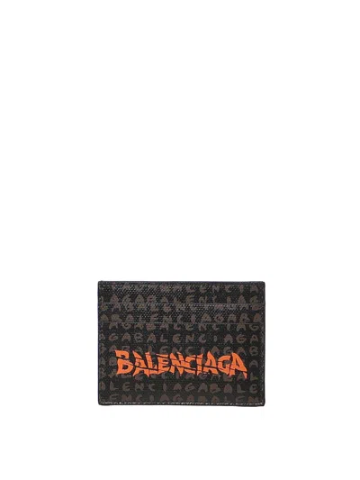 Balenciaga Select Coated Canvas Card Holder In Black