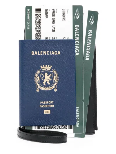 BALENCIAGA SEMI MATTE LEATHER PASSPORT PHONE HOLDER