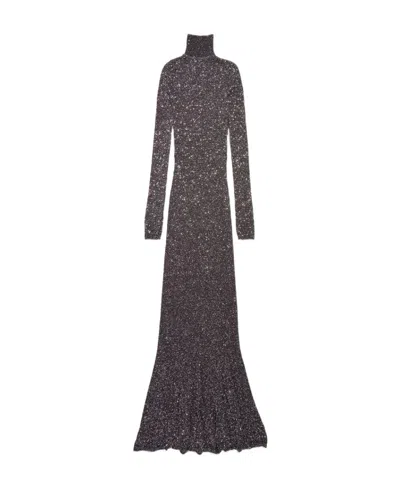 Balenciaga Maxikleid Mit Stehkragen In Black