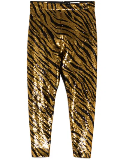 Pre-owned Balenciaga Sequin Stretch-jersey Leggings In Gold