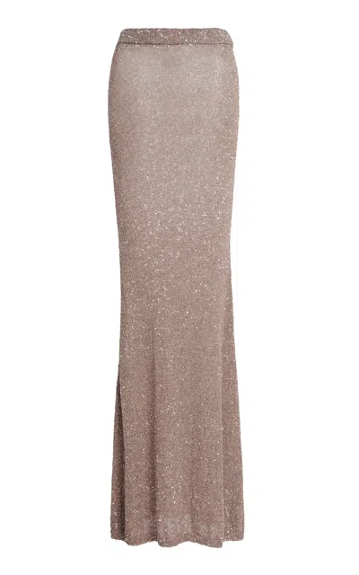 Balenciaga Sequined Knit Maxi Skirt In Multi