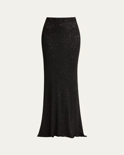 Balenciaga Sequined Knit Maxi Skirt In Noir