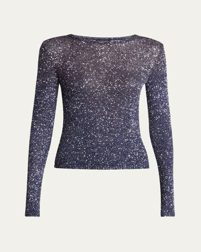 Balenciaga Sequined Long Sleeve Fitted Top In Blu/multi