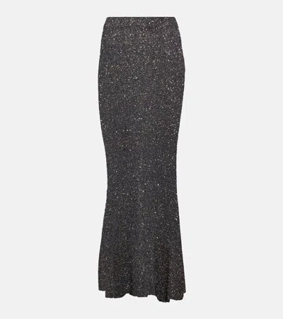 Balenciaga Sequined Maxi Skirt In Black