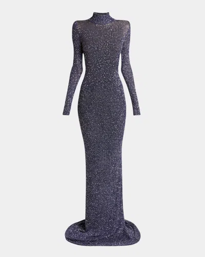 Balenciaga Sequined Mock-neck Maxi Dress