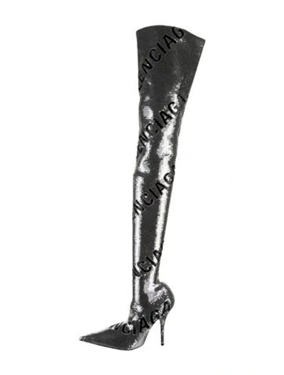 Pre-owned Balenciaga Sequins Graphic Print Sock Boots