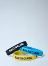 Balenciaga Women Set Of Three Logo Print Bracelets In Multi