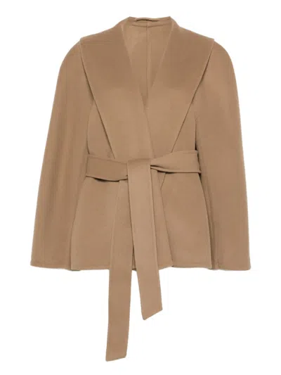 Balenciaga Shawl Belted Jacket In Neutral