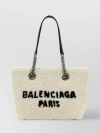 BALENCIAGA SHEARLING CHAIN HANDLE STATEMENT BAG