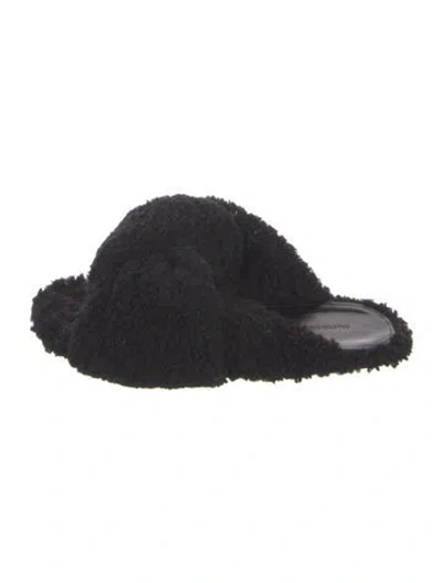 Pre-owned Balenciaga Shearling Espadrilles In Black