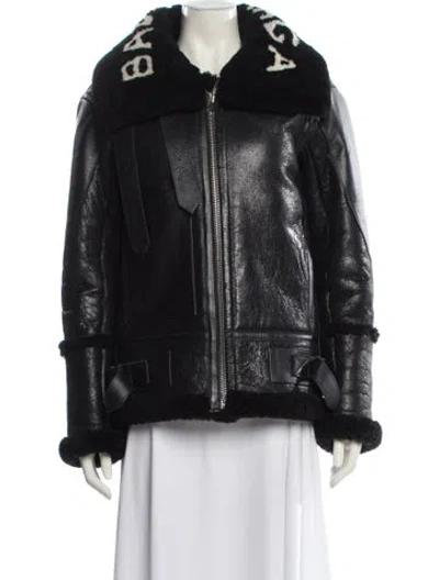 Pre-owned Balenciaga Shearling Faux Fur Jacket In Black