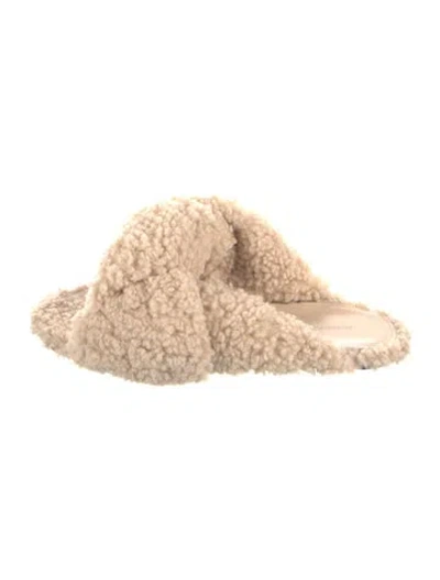 Pre-owned Balenciaga Shearling Mules In Neutral