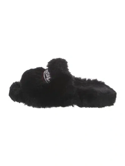 Pre-owned Balenciaga Shearling Slides In Black