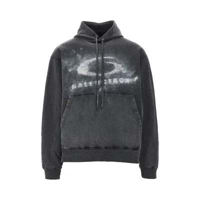 Balenciaga Shed Crayon Loop Print Hoodie In Black