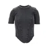 Balenciaga Washed Black Corset-style T-shirt In Gray