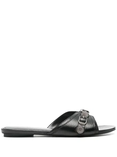 Balenciaga Sheepskin Slip-on Flats In Black