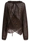 Balenciaga Sheer Silk Blouse With Leopard Print In Multi