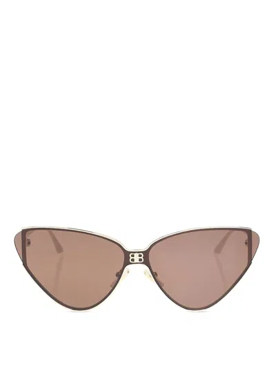 Balenciaga Shield 20 Cat Sunglasses In Gold