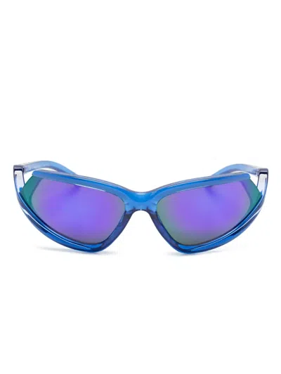 Balenciaga Shield-frame Mirrored Sunglasses In Blue