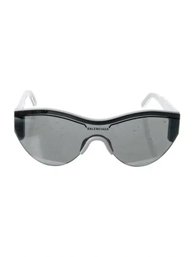 Pre-owned Balenciaga Shield Mirrored Sunglasses In White