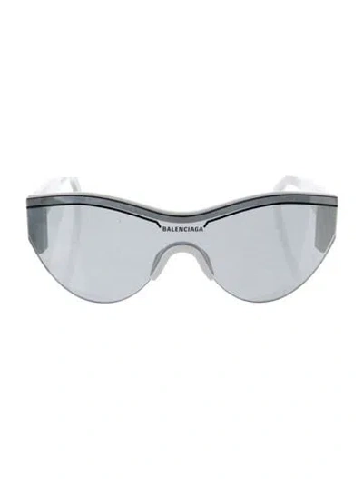 Pre-owned Balenciaga Shield Mirrored Sunglasses In White