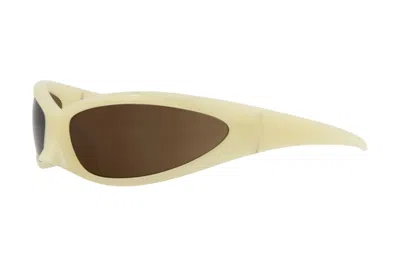 Pre-owned Balenciaga Shield Sunglasses Yellow/brown (bb0251s-30013805-003)