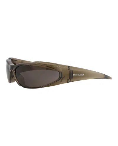 Pre-owned Balenciaga Shield Wrap Sunglasses/30013966002) In Brown/grey (bb0253s