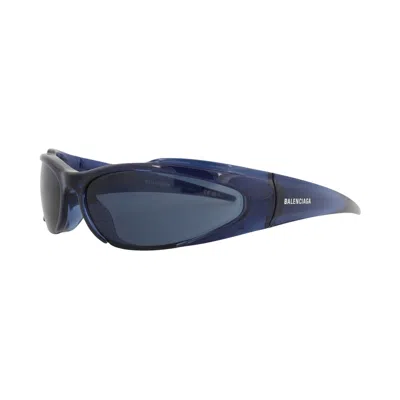Pre-owned Balenciaga Shield-frame Bio Injection Sunglasses 'blue' | Men's Size Onesize