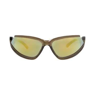 Pre-owned Balenciaga Shield-frame Bio Injection Sunglasses 'brown/yellow' | Men's Size Onesize