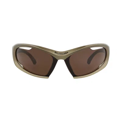 Pre-owned Balenciaga Shield-frame Bio Injection Sunglasses 'green/brown' | Men's Size Onesize