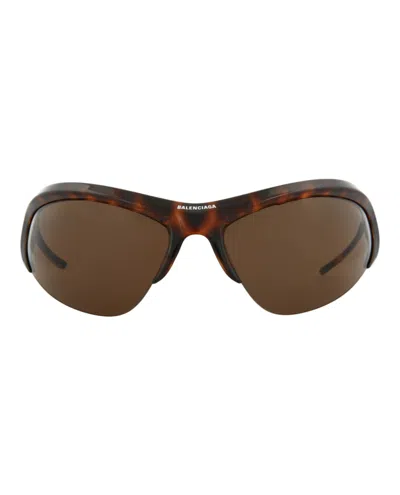 Pre-owned Balenciaga Shieldframe Bio Injection Sunglasses/30013513002) In Havana/silver/brown (bb0232s