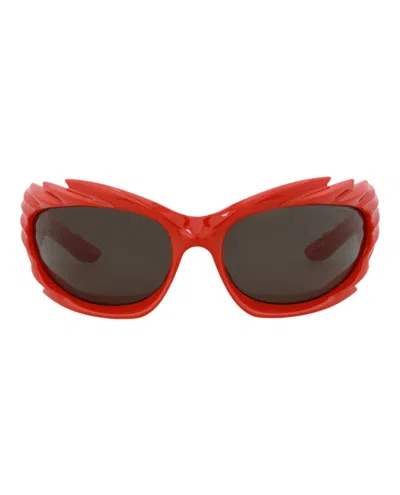 Pre-owned Balenciaga Shieldframe Bio Injection Sunglasses/30013967004) In Red/grey (bb0255s In Multi